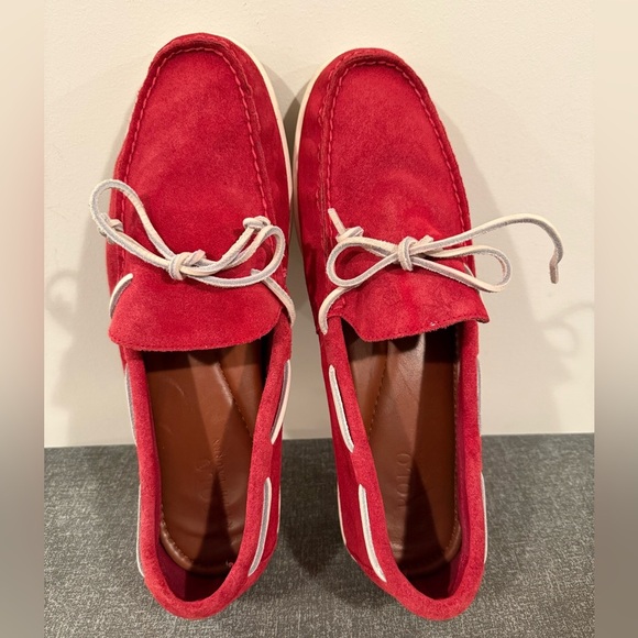 Polo Ralph Lauren KALWORTH Shoes Red Suede Leather Loafer Moccasins Men size 15 - Picture 3 of 12